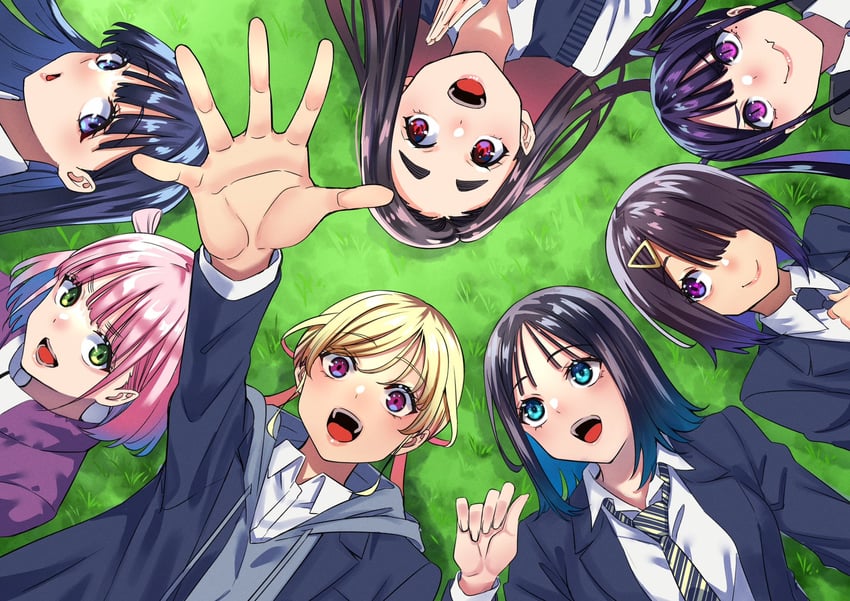 kusunoki aroma, kitahara aoba, hongou miyuki, sumiyoshi izumi, sayamagaoka chiyo, and 1 more (sawaranaide kotesashi-kun) drawn by shinjou_takuya