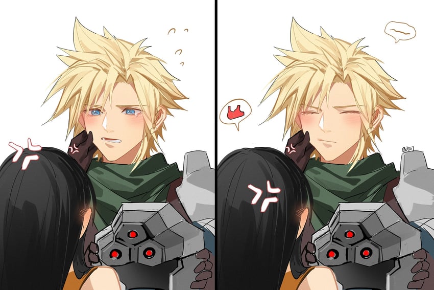 tifa lockhart and cloud strife (final fantasy and 2 more) drawn by duoj_ji