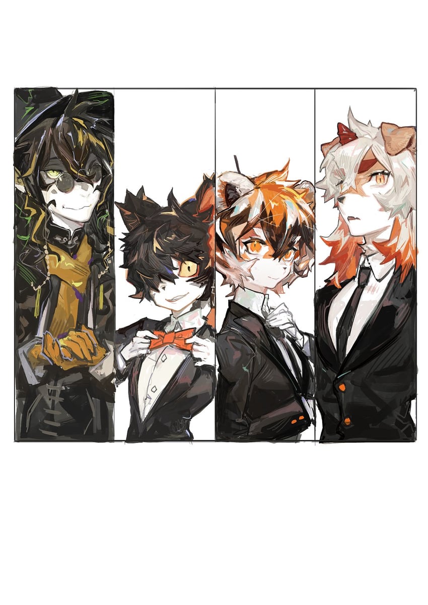 hung, waai fu, lee, and aak (arknights) drawn by pipidan
