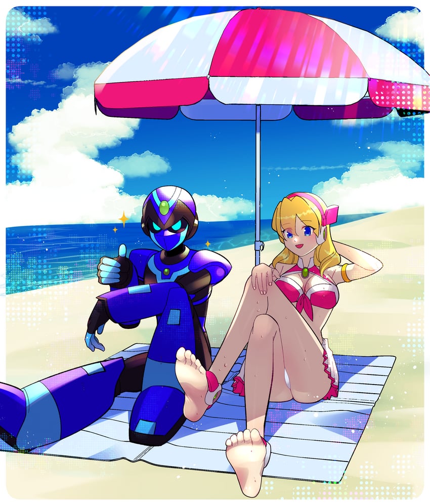 x and alia (mega man and 1 more) drawn by rikka_(user_hruv2435)