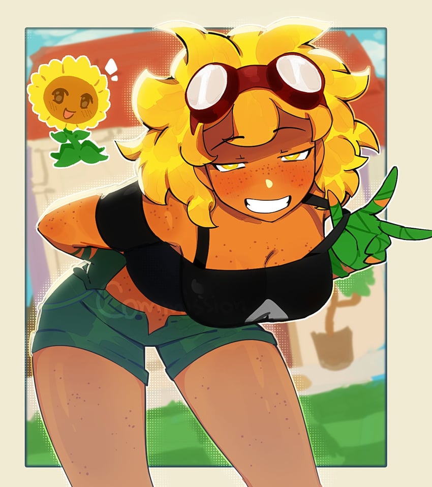 sunflower and solar flare (plants vs. zombies and 1 more) drawn by firemauer