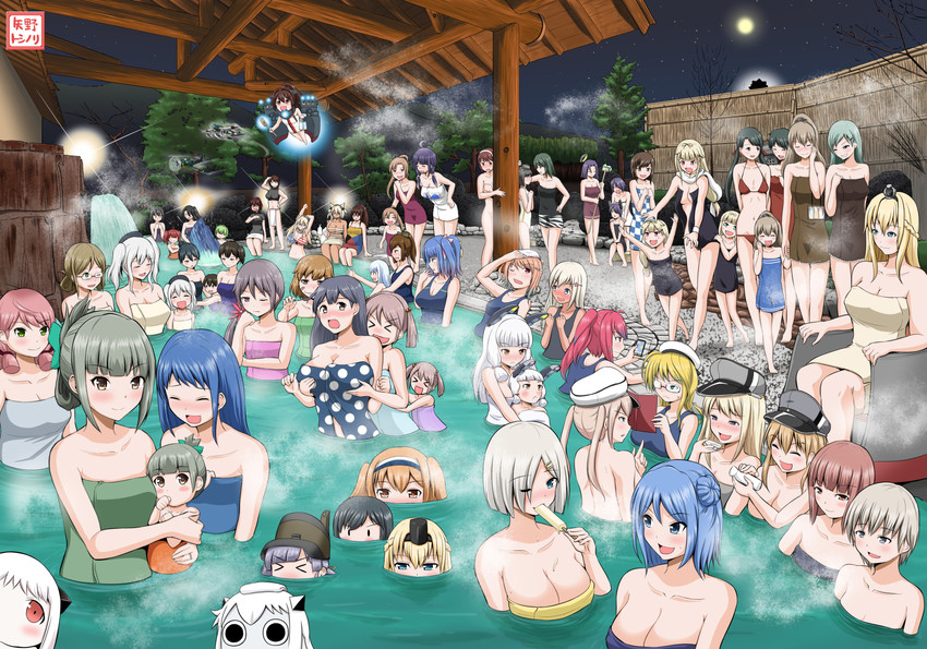 admiral, yuudachi, tenryuu, fubuki, hamakaze, and 54 more (kantai collection and 4 more) drawn by yano_toshinori