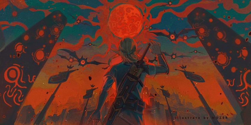 link and keese (the legend of zelda and 1 more) drawn by mozer_(zerlinda)