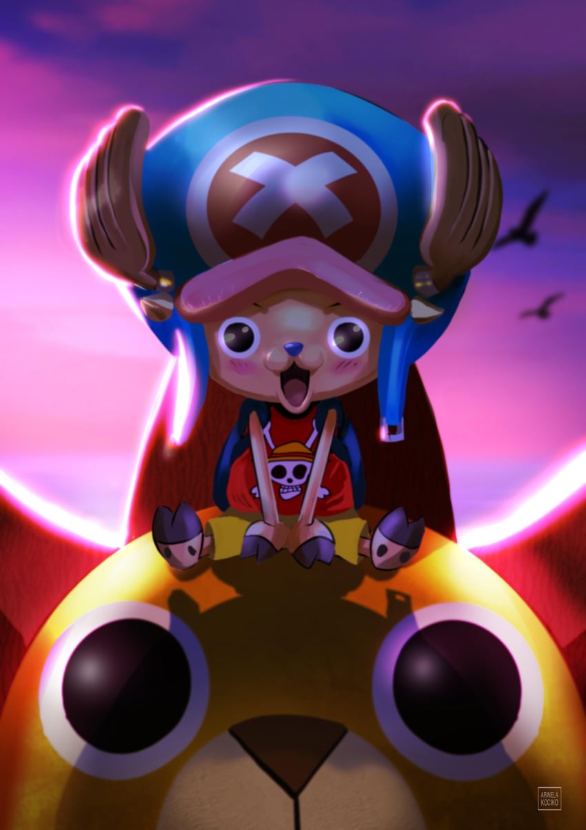 tony tony chopper and thousand sunny (one piece) drawn by arinelakocikoart