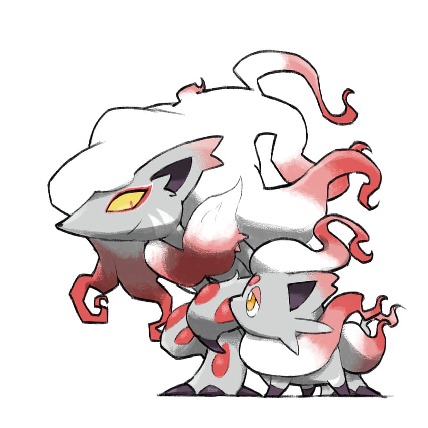 hisuian zorua and hisuian zoroark (pokemon) drawn by blacknirrow