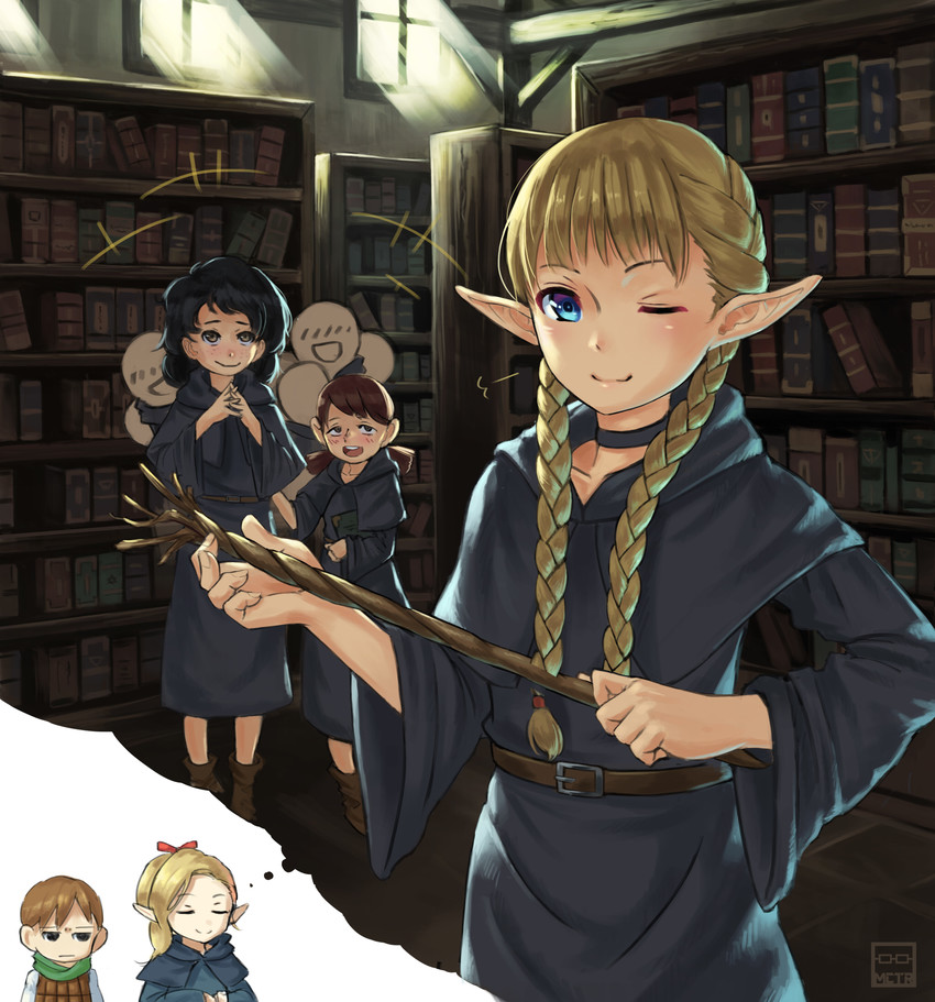 marcille donato and chilchuck tims (dungeon meshi) drawn by michitarou