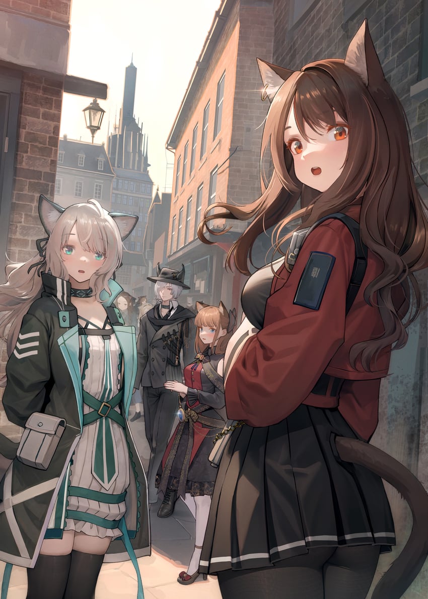 skyfire, phantom, mint, and iris (arknights) drawn by welt_(kinsei_koutenkyoku)