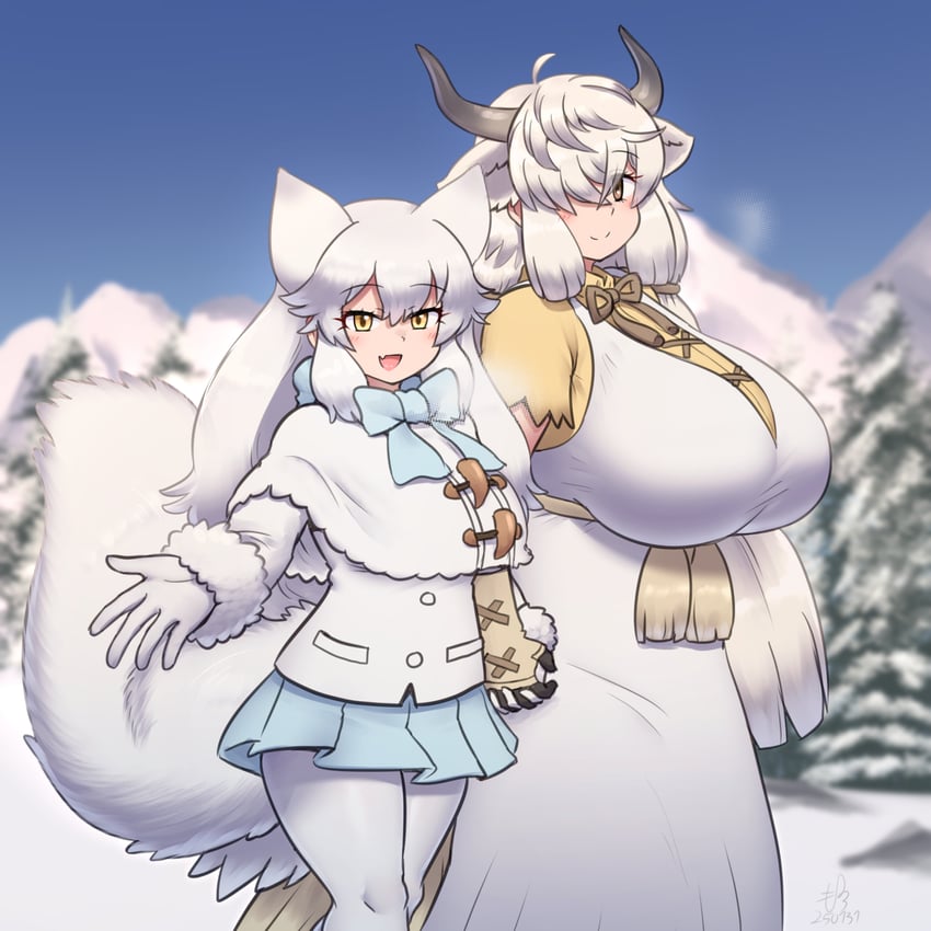 yak and arctic fox (kemono friends and 1 more) drawn by mo23