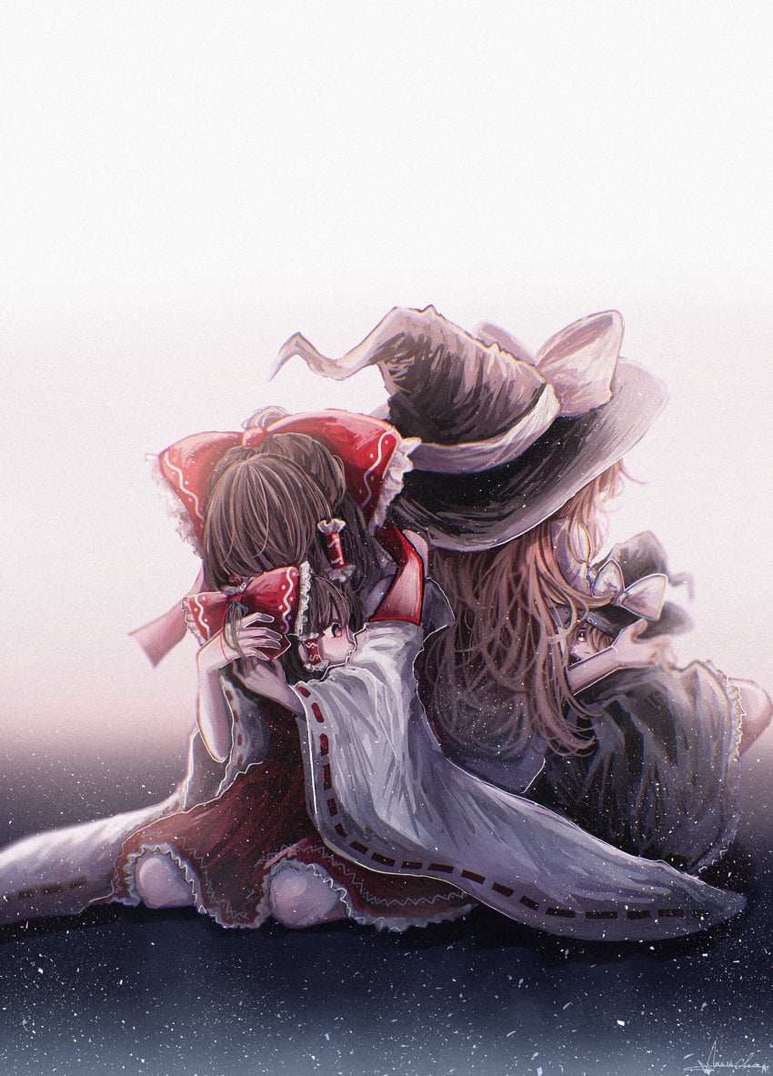hakurei reimu and kirisame marisa (touhou) drawn by annin_cha
