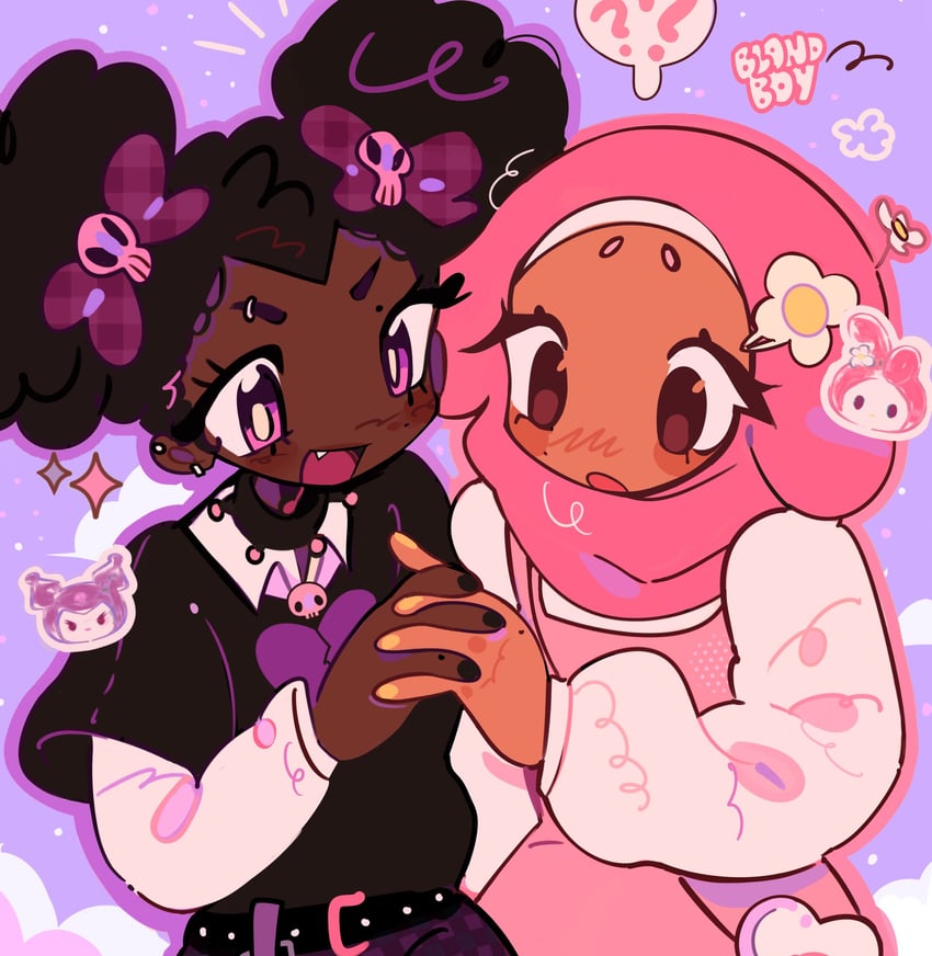 my melody and kuromi (sanrio and 1 more) drawn by blandboyx