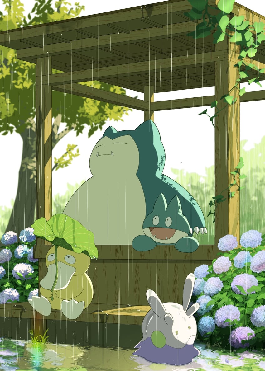 snorlax, psyduck, goomy, and munchlax (pokemon) drawn by mri_361
