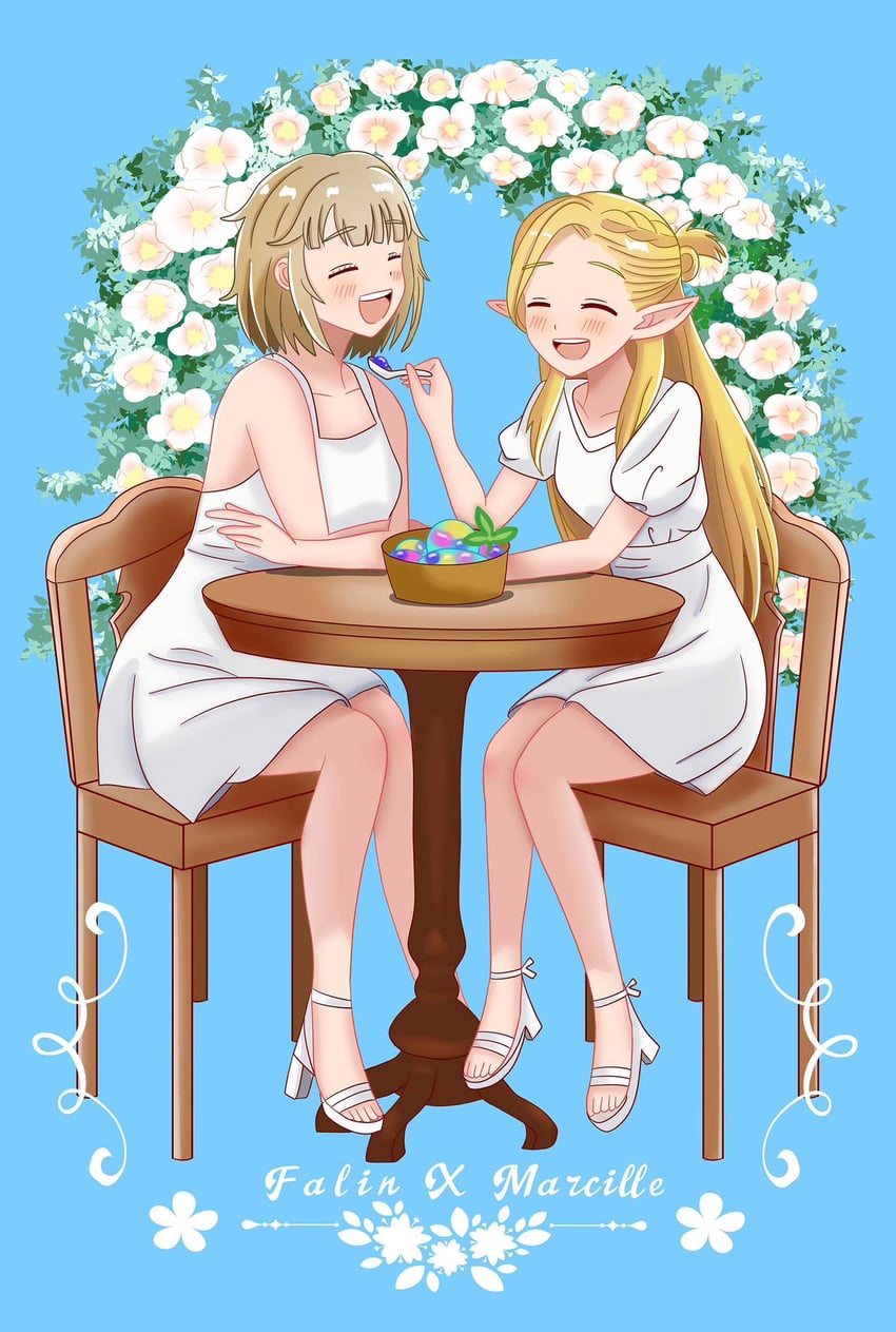 marcille donato and falin touden (dungeon meshi) drawn by yimigo
