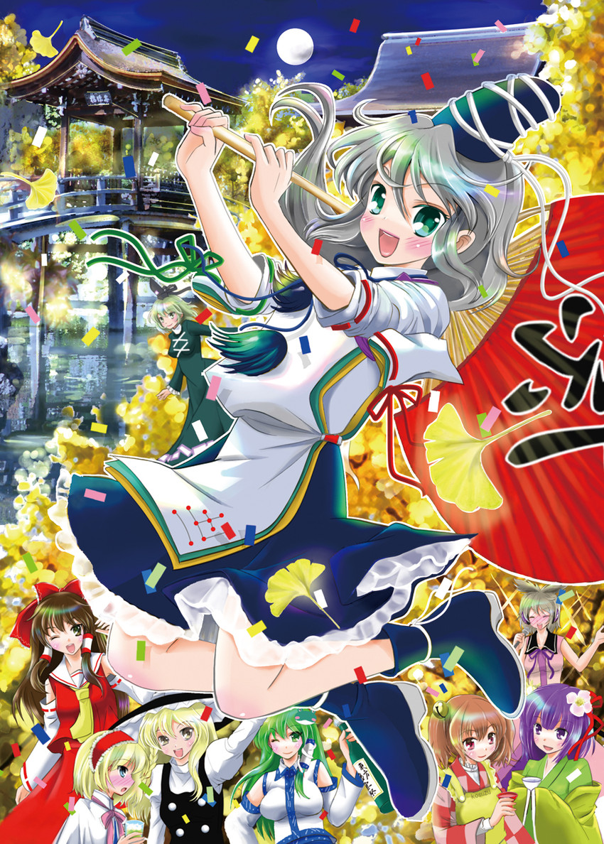 hakurei reimu, kirisame marisa, kochiya sanae, alice margatroid, toyosatomimi no miko, and 4 more (touhou) drawn by hajike_akira