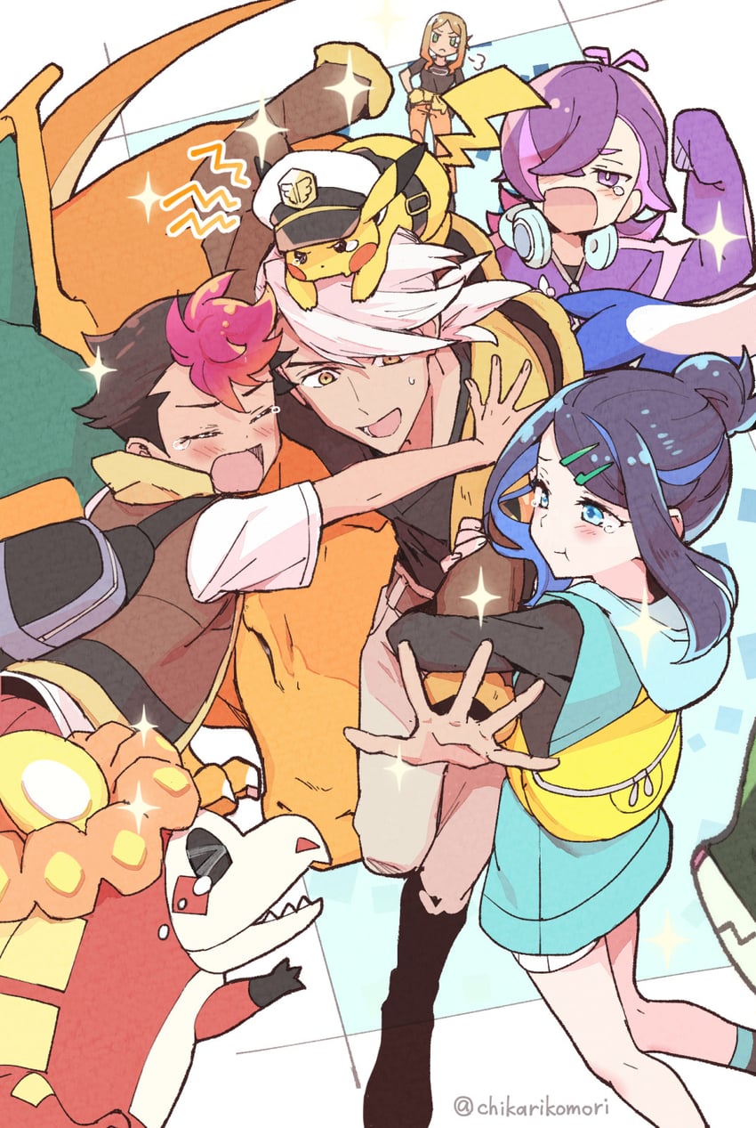 pikachu, charizard, liko, meowscarada, dot, and 6 more (pokemon and 1 more) drawn by chikariya