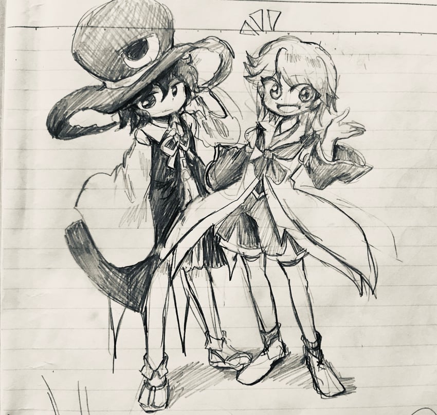 enraku tsubakura and houlen yabusame (len'en) drawn by yukkyon_kyon