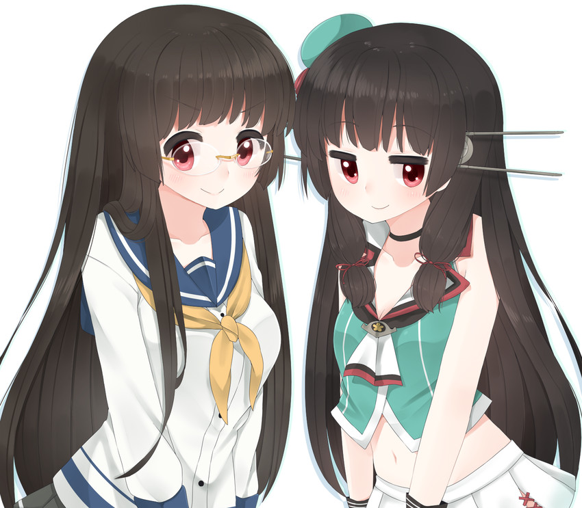 isokaze, choukai, and choukai kai ni (kantai collection) drawn by yukichi_(sukiyaki39)