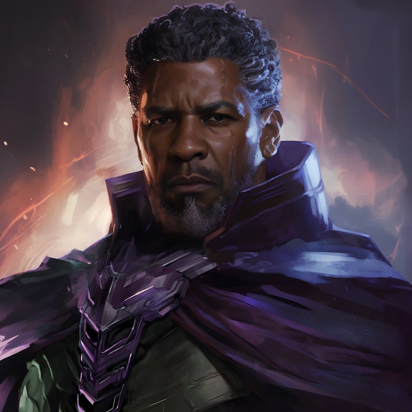kang the conqueror and denzel washington (marvel and 1 more) drawn by 21xfour