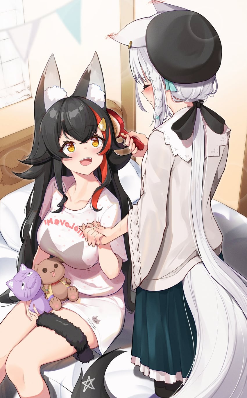 shirakami fubuki, ookami mio, inugami korone, and okanyan (hololive) drawn by yuuzuki_(re'ef)