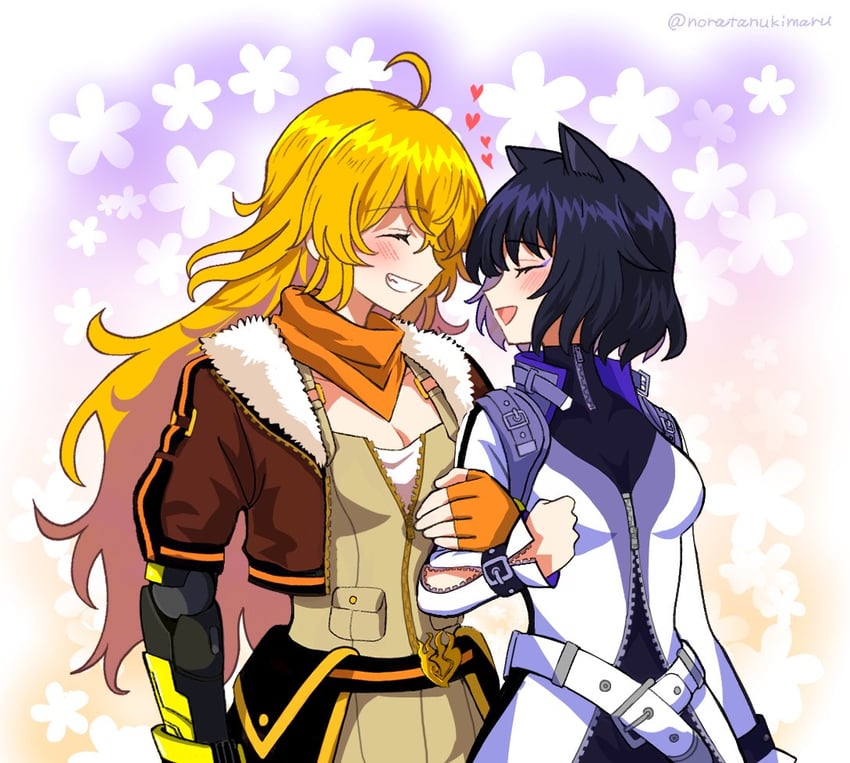 yang xiao long and blake belladonna (rwby) drawn by noratanukimaru