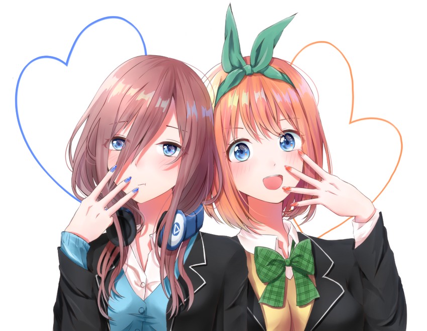 nakano miku and nakano yotsuba (go-toubun no hanayome) drawn by hinagi08