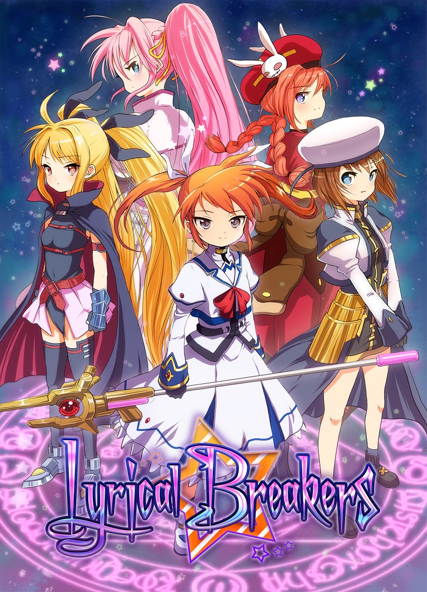 fate testarossa, takamachi nanoha, yagami hayate, raising heart, bardiche, and 2 more (lyrical nanoha and 2 more) drawn by kawanos