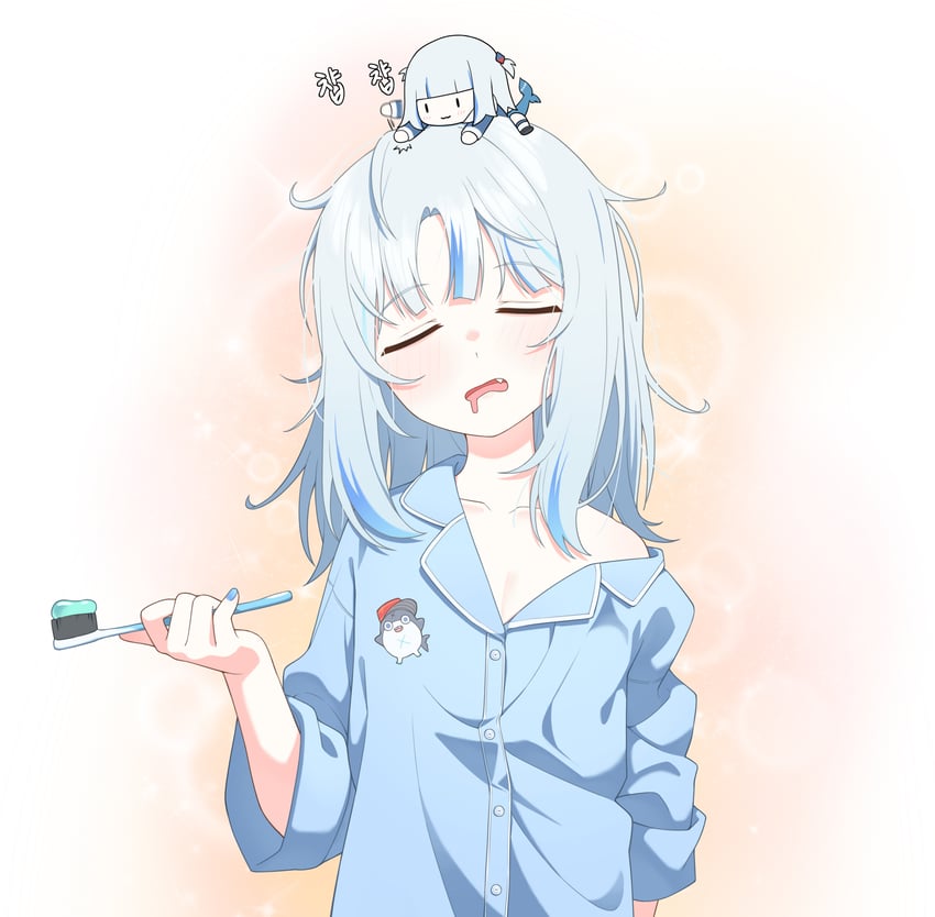 gawr gura, bloop, and smol gura (hololive and 1 more) drawn by ugaaaa1