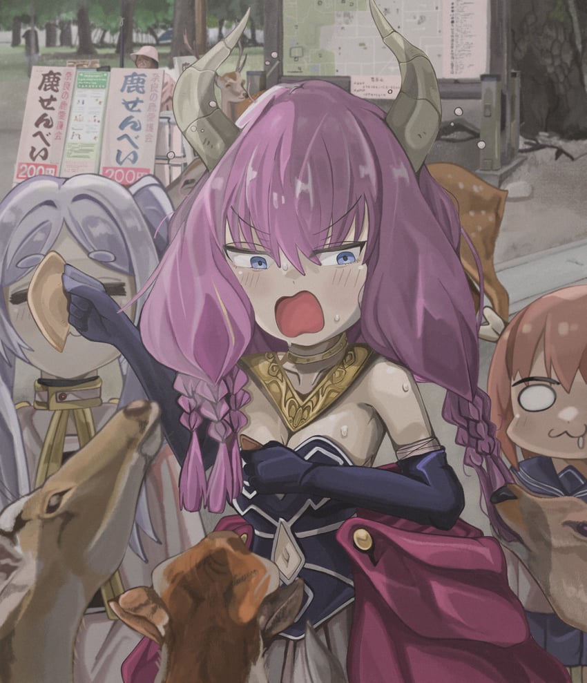 frieren, aura, and shikanoko noko (sousou no frieren and 1 more) drawn by naaga_sonomono