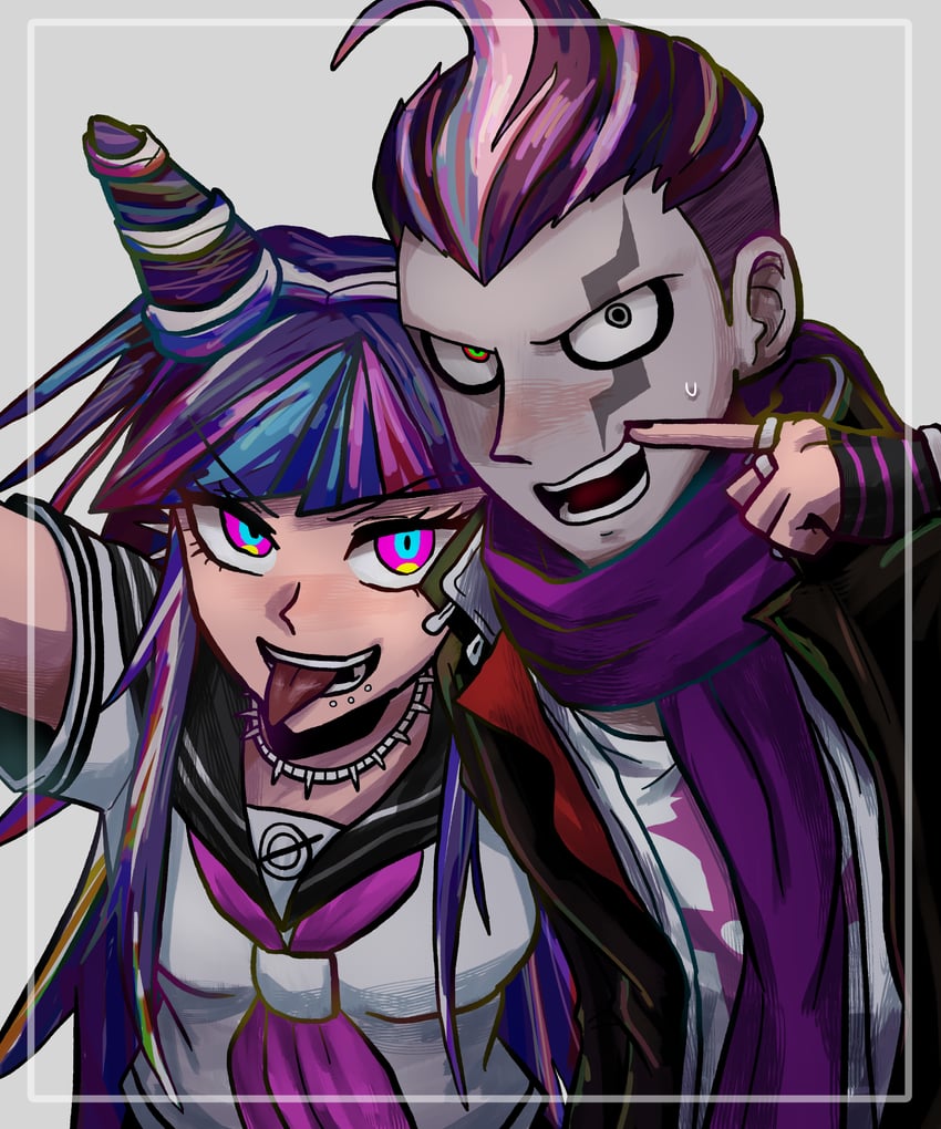 mioda ibuki and tanaka gundham (danganronpa and 1 more) drawn by kiyokazu05