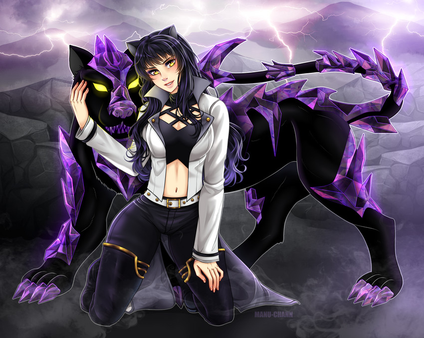 blake belladonna and grimm (rwby) drawn by manu-chann