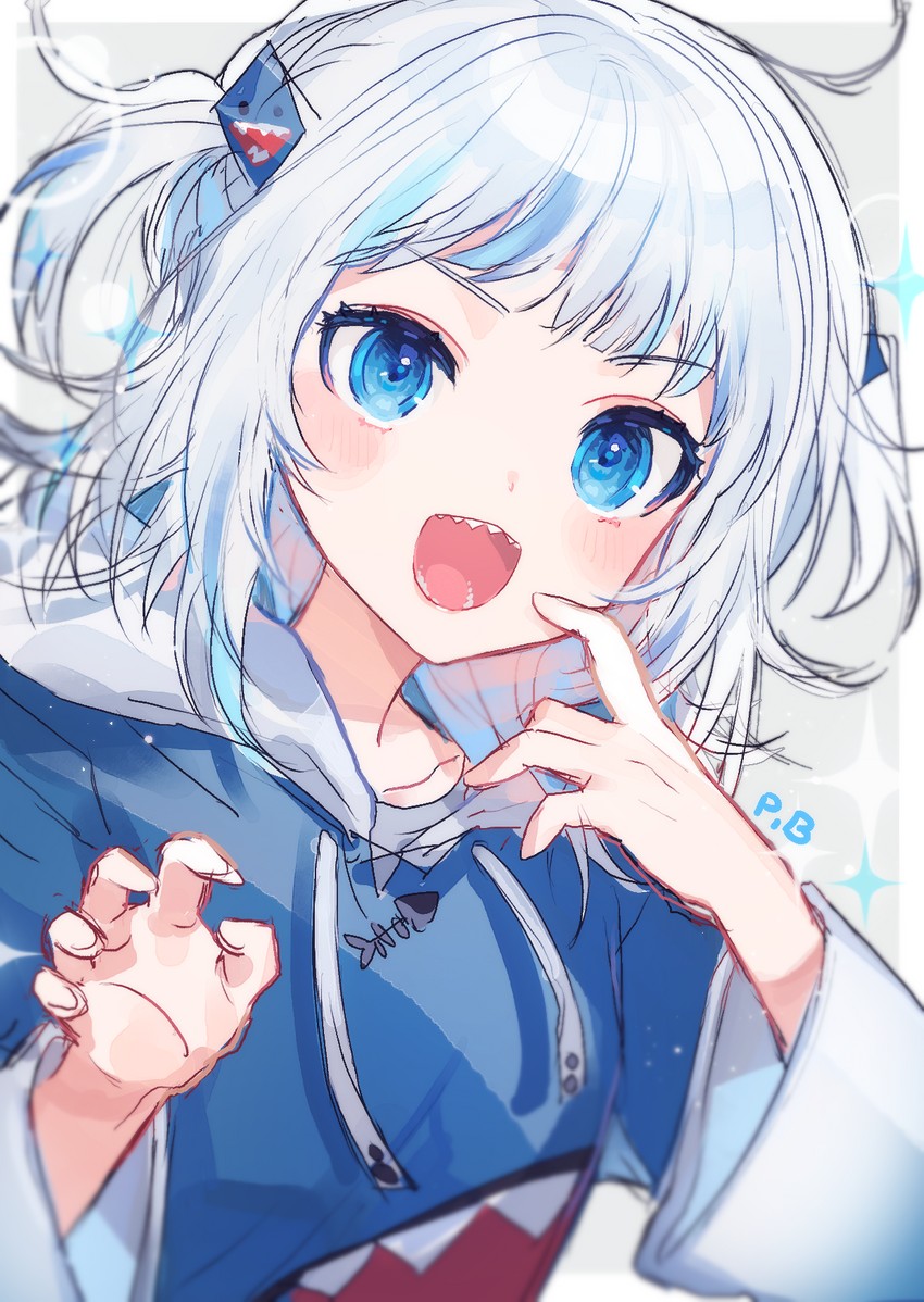 gawr gura (hololive and 1 more) drawn by panprika