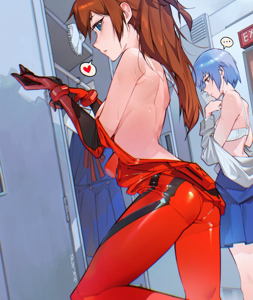 souryuu asuka langley and ayanami rei (neon genesis evangelion) drawn by cesar_art456