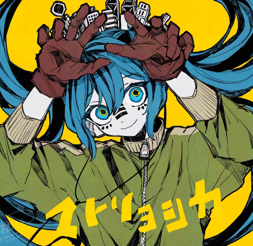 hatsune miku (vocaloid and 1 more) drawn by hinoki_(yesfish1117)