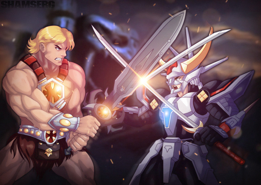 sanada ryou and he-man (masters of the universe and 1 more) drawn by shamserg