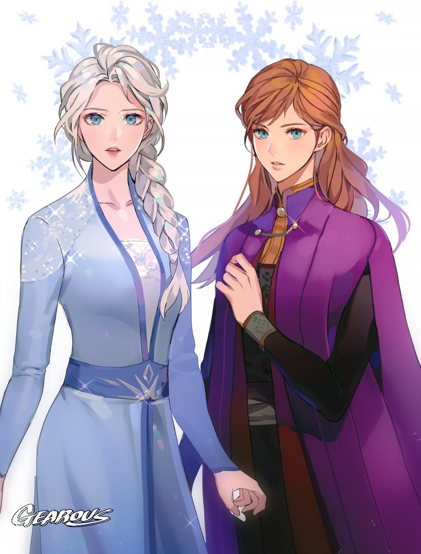 elsa and anna (frozen and 1 more) drawn by gearous