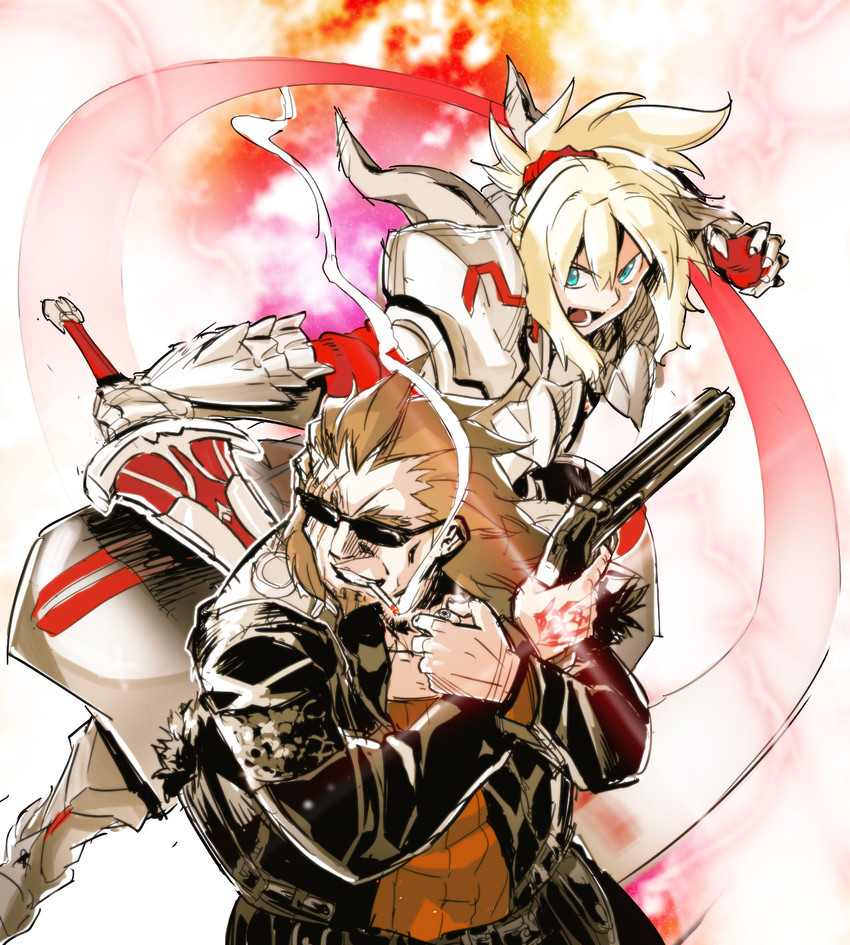 mordred and shishigou kairi (fate and 1 more) drawn by takenoko_seijin
