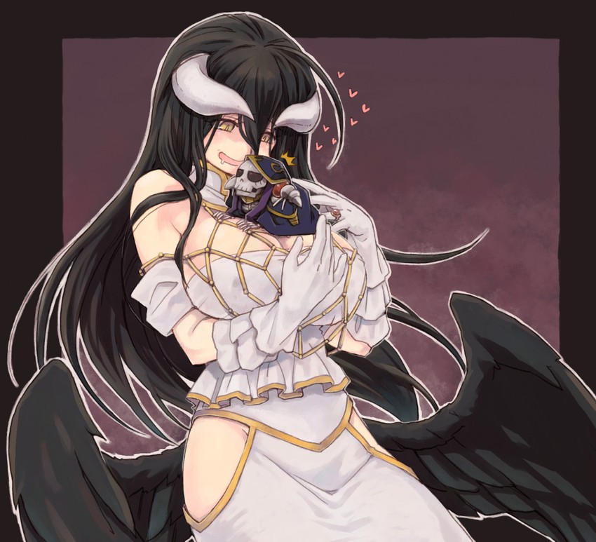 albedo and ainz ooal gown (overlord) drawn by magurosu_(xgpy8228)