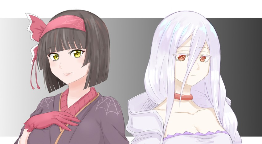 shiraori and mio (kumo desu ga nani ka? and 1 more) drawn by viperxtr