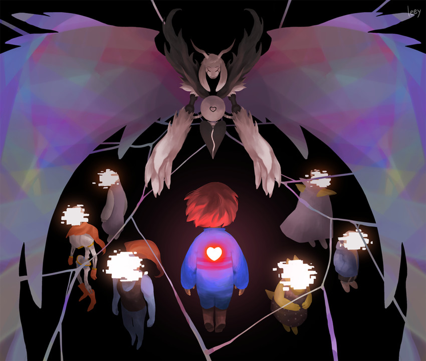frisk, sans, undyne, papyrus, toriel, and 3 more (undertale) drawn by leey