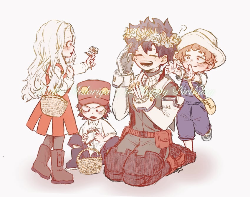 midoriya izuku, eri, izumi kota, and shimano katsuma (boku no hero academia) drawn by baa_str