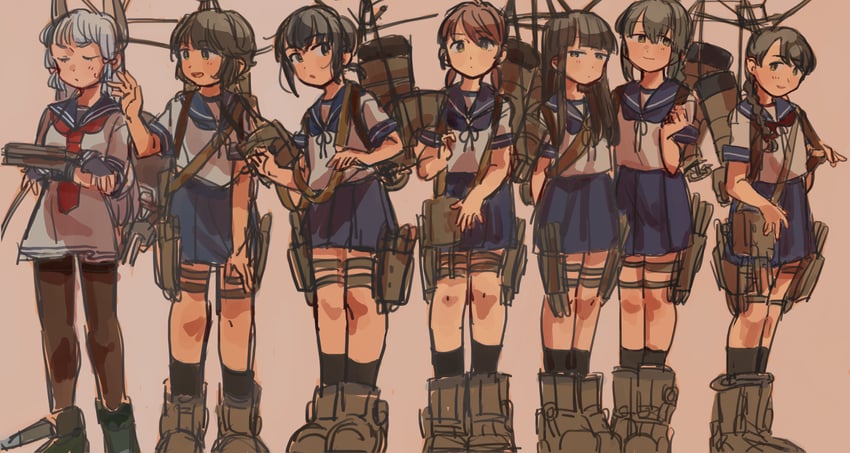 fubuki, murakumo, hatsuyuki, miyuki, shirayuki, and 2 more (kantai collection) drawn by kosame_(iso)
