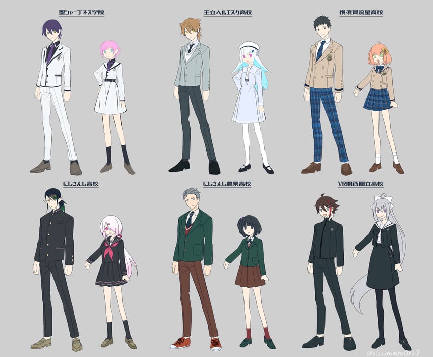 lize helesta, higuchi kaede, shiina yuika, kenmochi touya, honma himawari, and 7 more (nijisanji) drawn by ninahachi