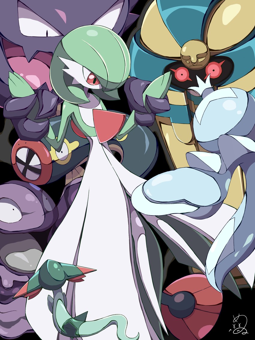 gardevoir, haunter, dreepy, frillish, cofagrigus, and 2 more (pokemon) drawn by shabana_may