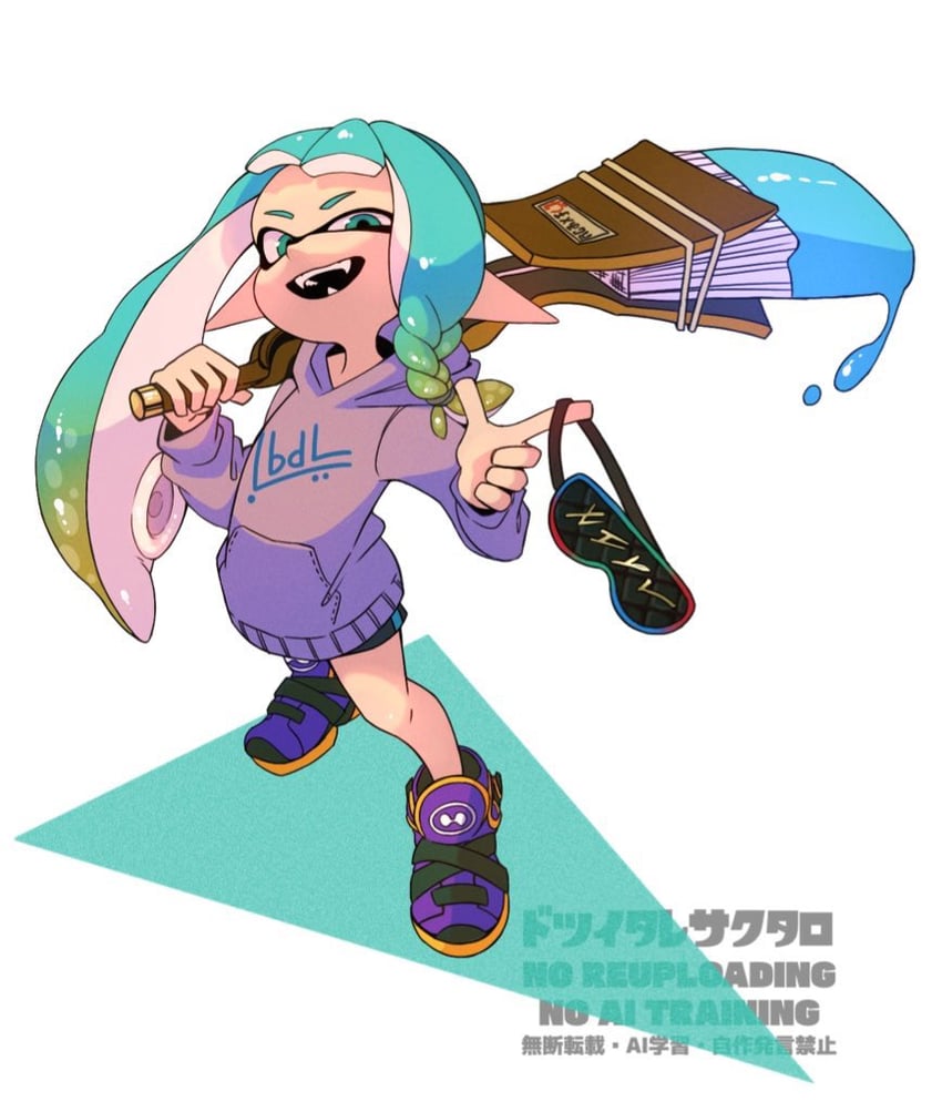 inkling player character and inkling girl (splatoon and 1 more) drawn by 39_uxue
