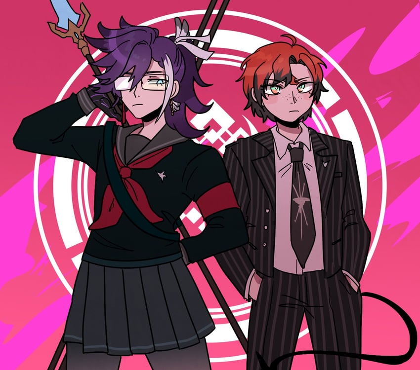 pekoyama peko, kuzuryu fuyuhiko, machina x flayon, and banzoin hakka (danganronpa and 3 more) drawn by ministarfruit