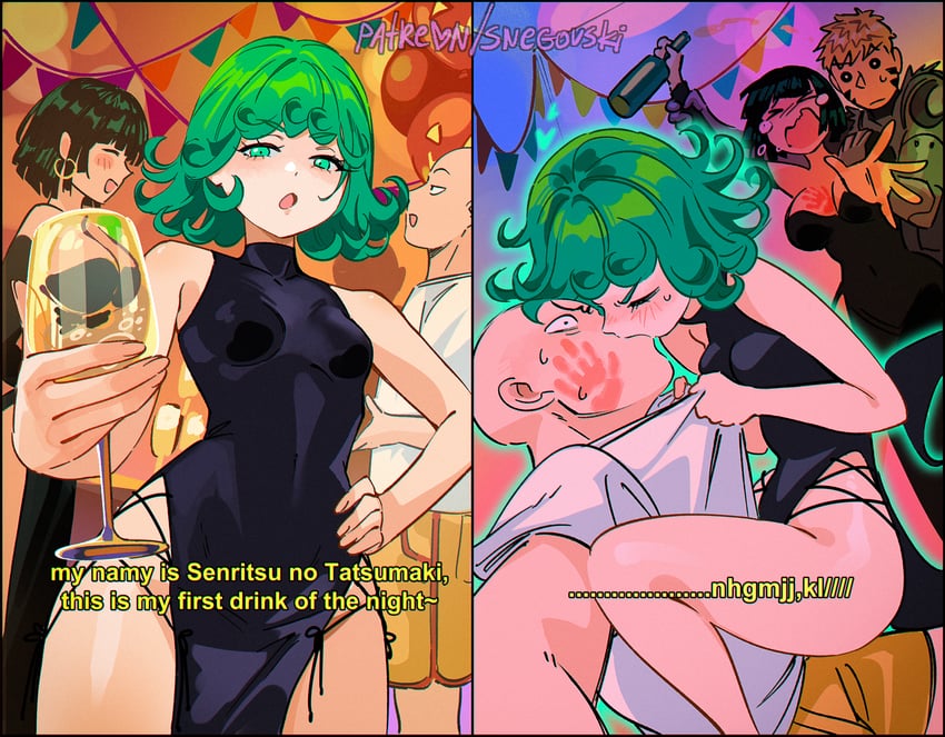 tatsumaki, fubuki, saitama, and genos (one-punch man) drawn by snegovski