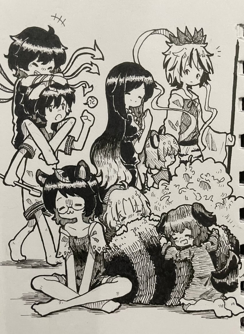 nazrin, hijiri byakuren, houjuu nue, toramaru shou, murasa minamitsu, and 3 more (touhou) drawn by suteruko