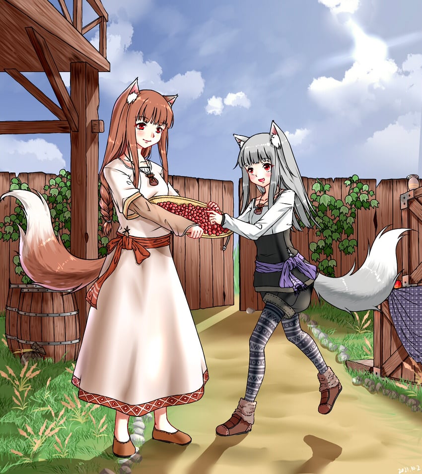 holo and myuri (spice and wolf) drawn by ice-coffee2019
