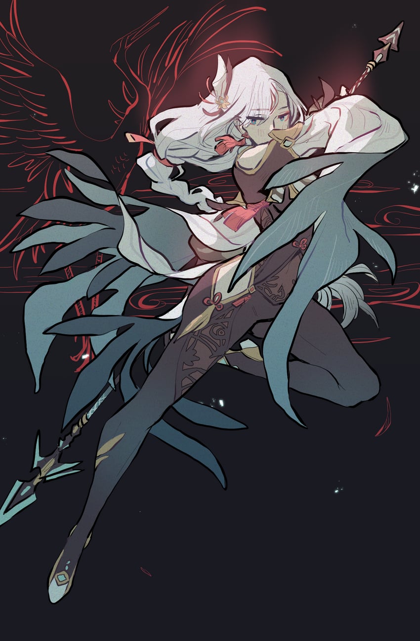 shenhe (genshin impact) drawn by faithom