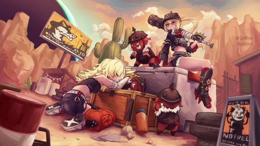 luciana de montefio, piper wheel, and lucy's crew (zenless zone zero) drawn by griffnix