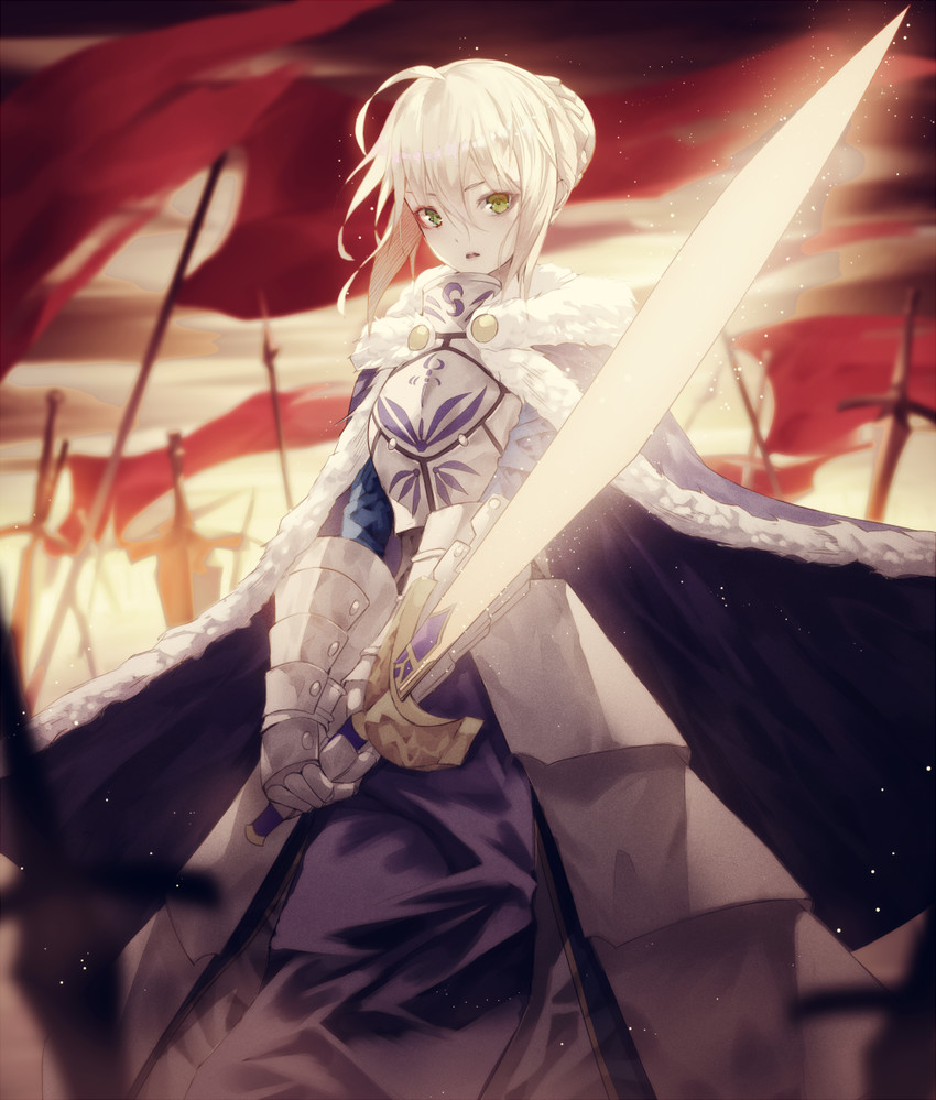 artoria pendragon and saber (fate and 2 more) drawn by crying_eye